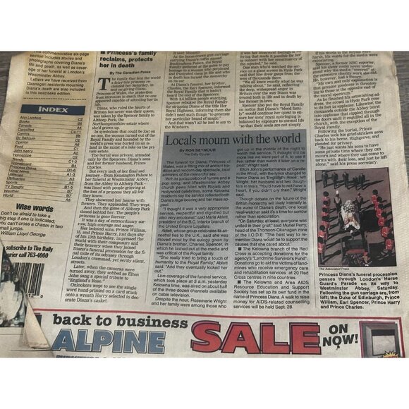 The Daily Courier Newspaper Tribute to Princess Diana September 7, 1997 - Picture 4 of 8